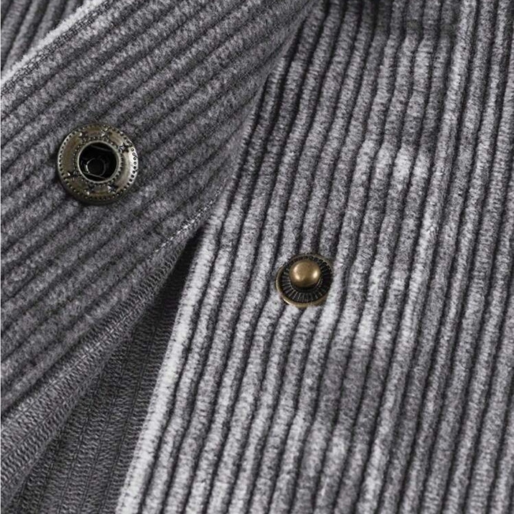 Cozy Corduroy Hoodie Jacket Shacket Button Down Shirt - Picture 16 of 16